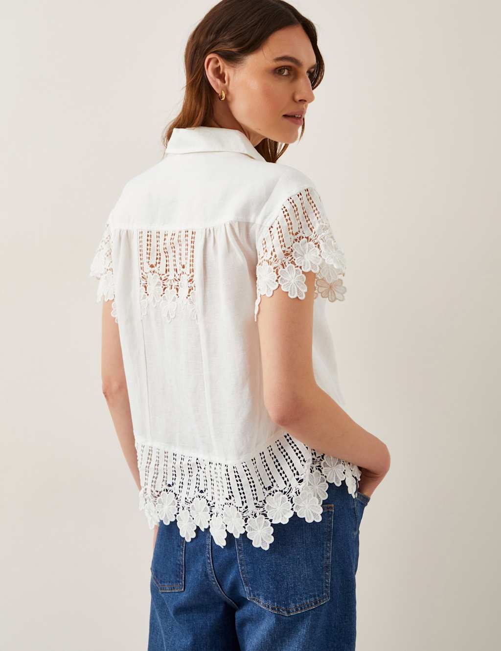 Linen Blend Embroidered Button Through Shirt 4 of 5