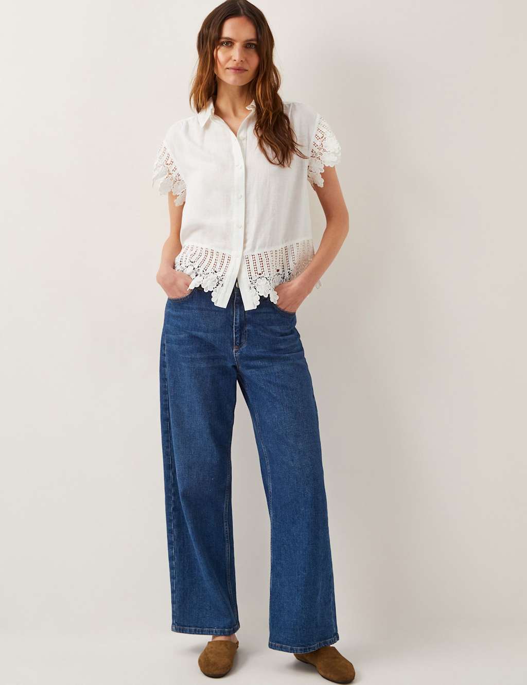 Linen Blend Embroidered Button Through Shirt 5 of 5