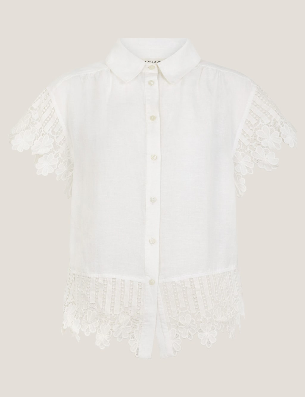 Linen Blend Embroidered Button Through Shirt 2 of 5
