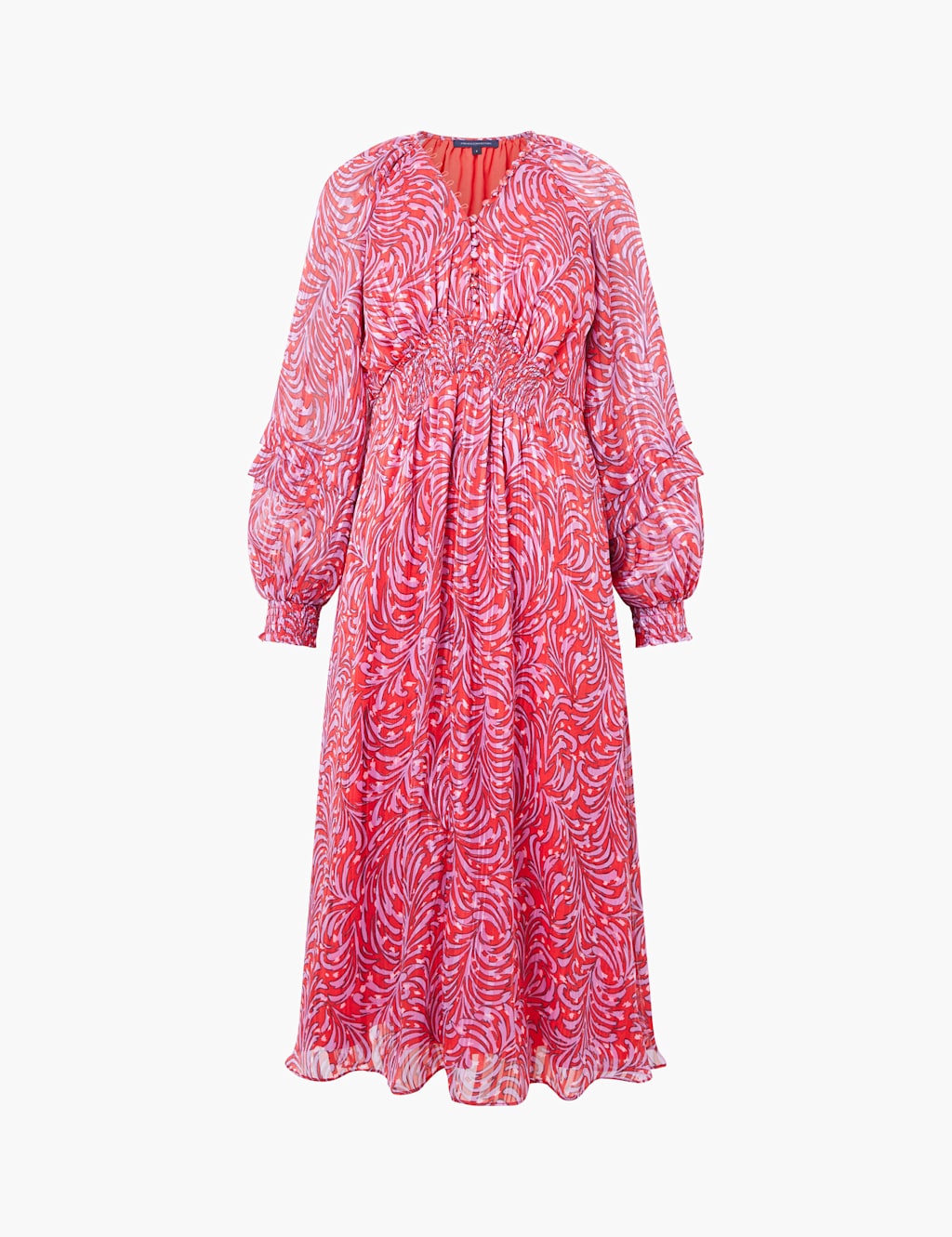 Jacquard V-Neck Midi Waisted Dress 2 of 3