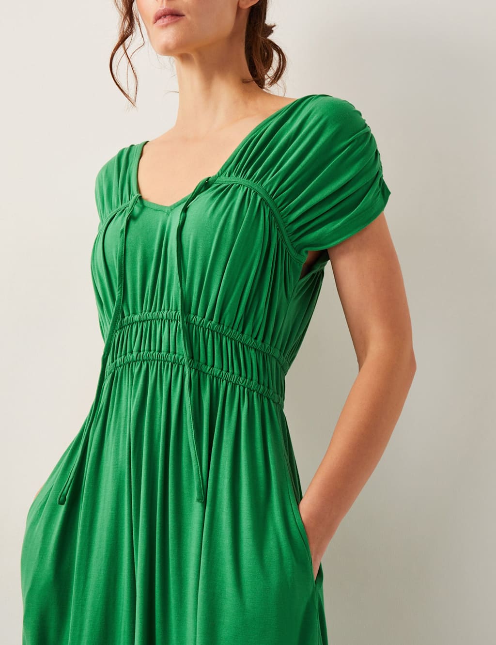 Jersey V-Neck Waisted Maxi Dress 2 of 4