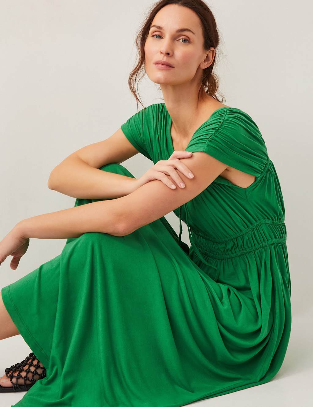 Jersey V-Neck Waisted Maxi Dress 3 of 4