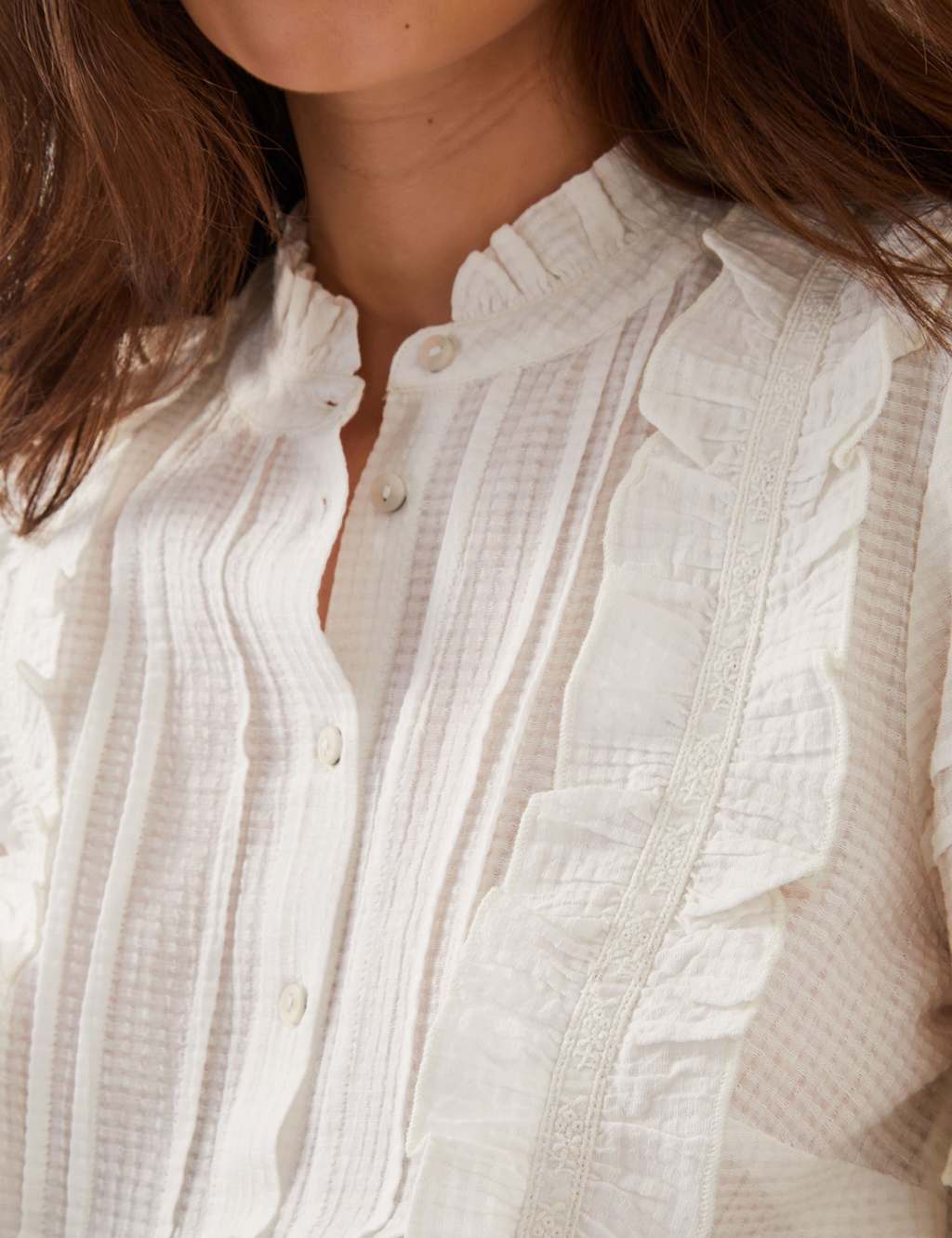 Pure Cotton Frill Detail Blouse 3 of 4