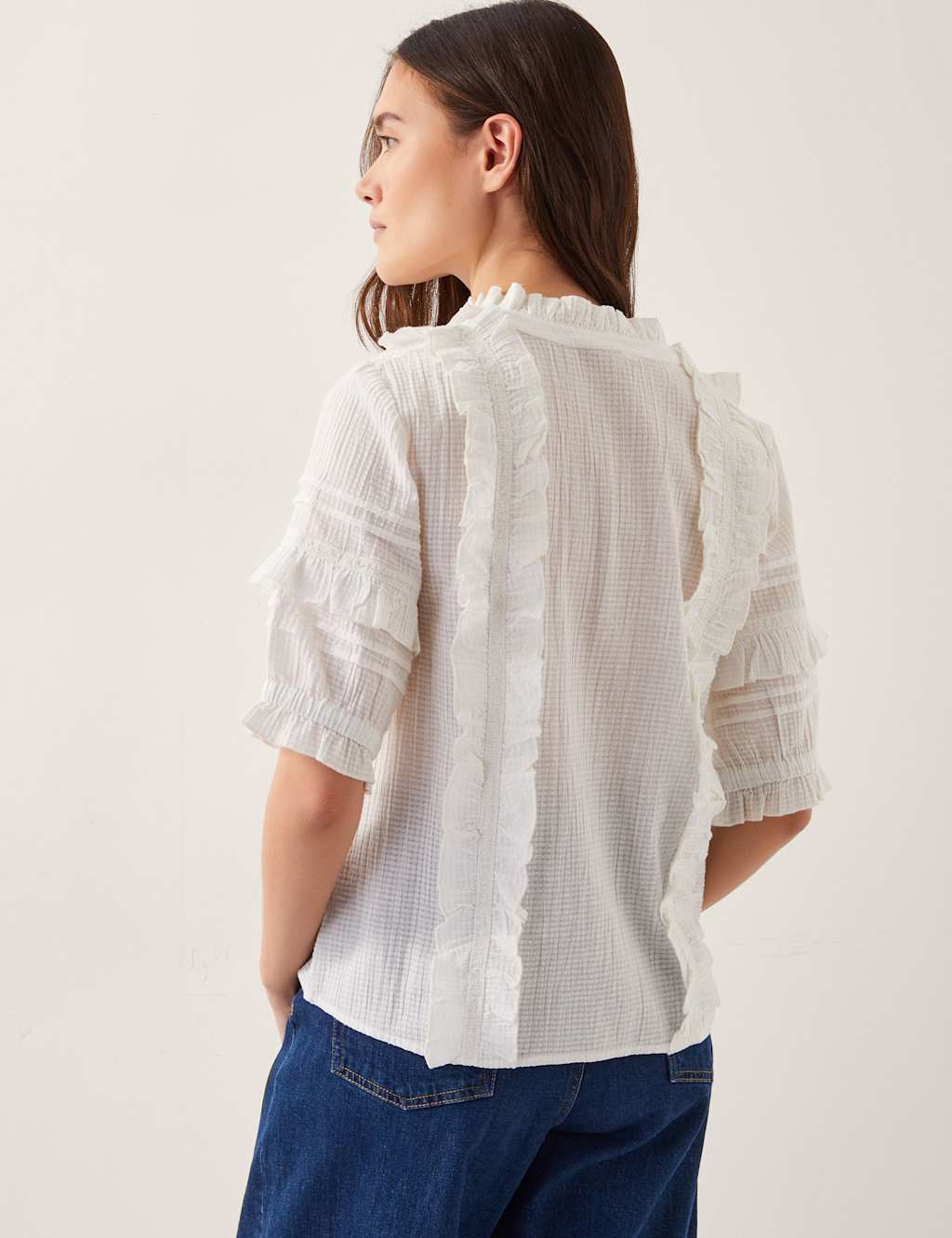 Pure Cotton Frill Detail Blouse 4 of 4