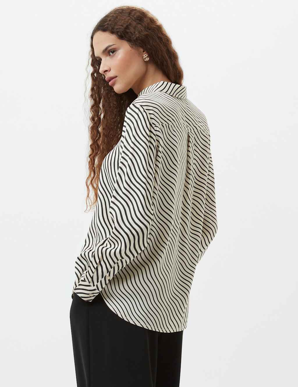 Satin Striped Collared Button Through Shirt 3 of 3