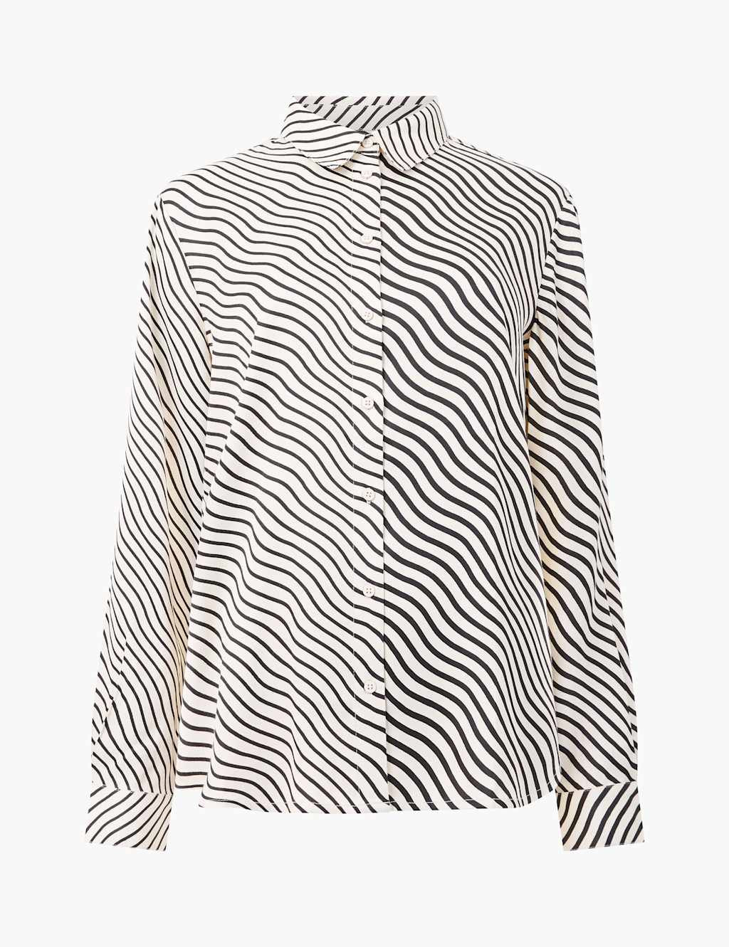 Satin Striped Collared Button Through Shirt 2 of 3