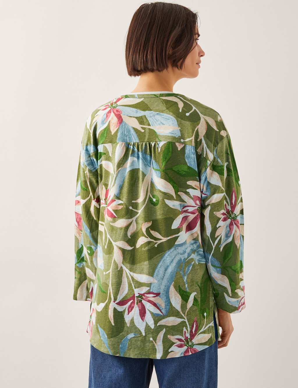Linen Rich Floral Tie Front Shirt 5 of 5