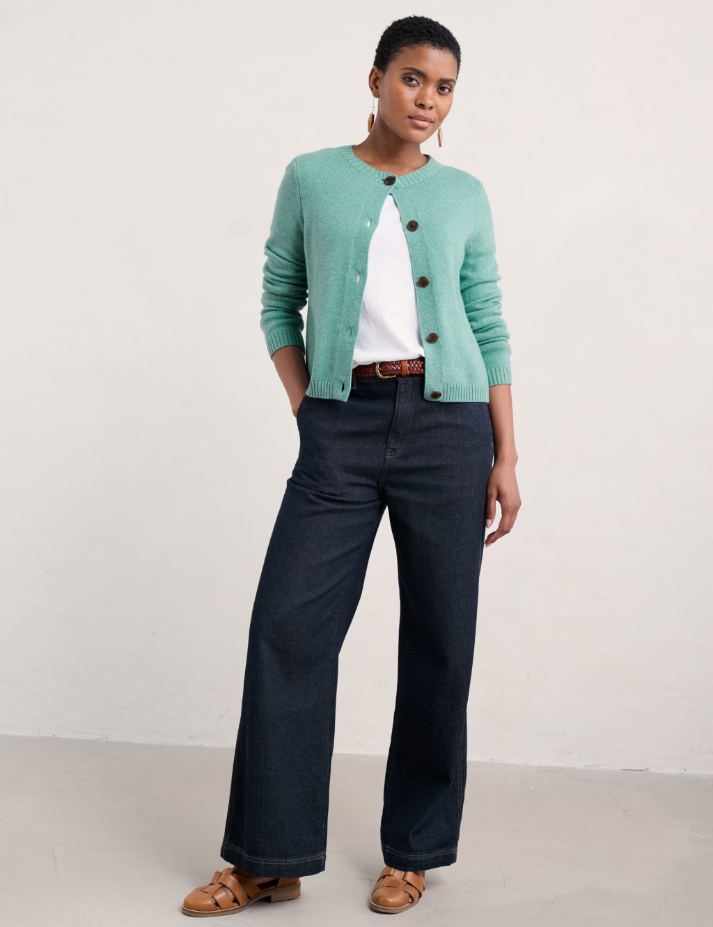 Merino Wool Rich Button Front Cardigan 1 of 6