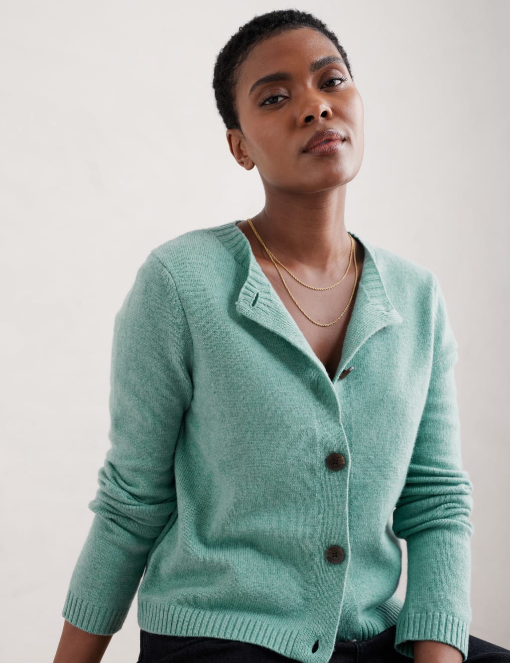 Merino Wool Rich Button Front Cardigan 3 of 6