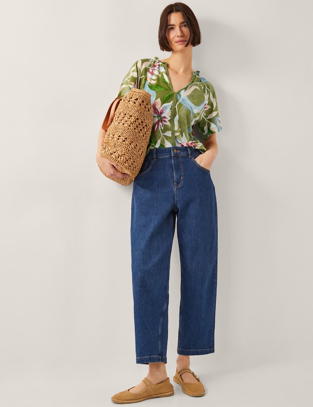 Linen Rich Floral V-Neck Top 4 of 4