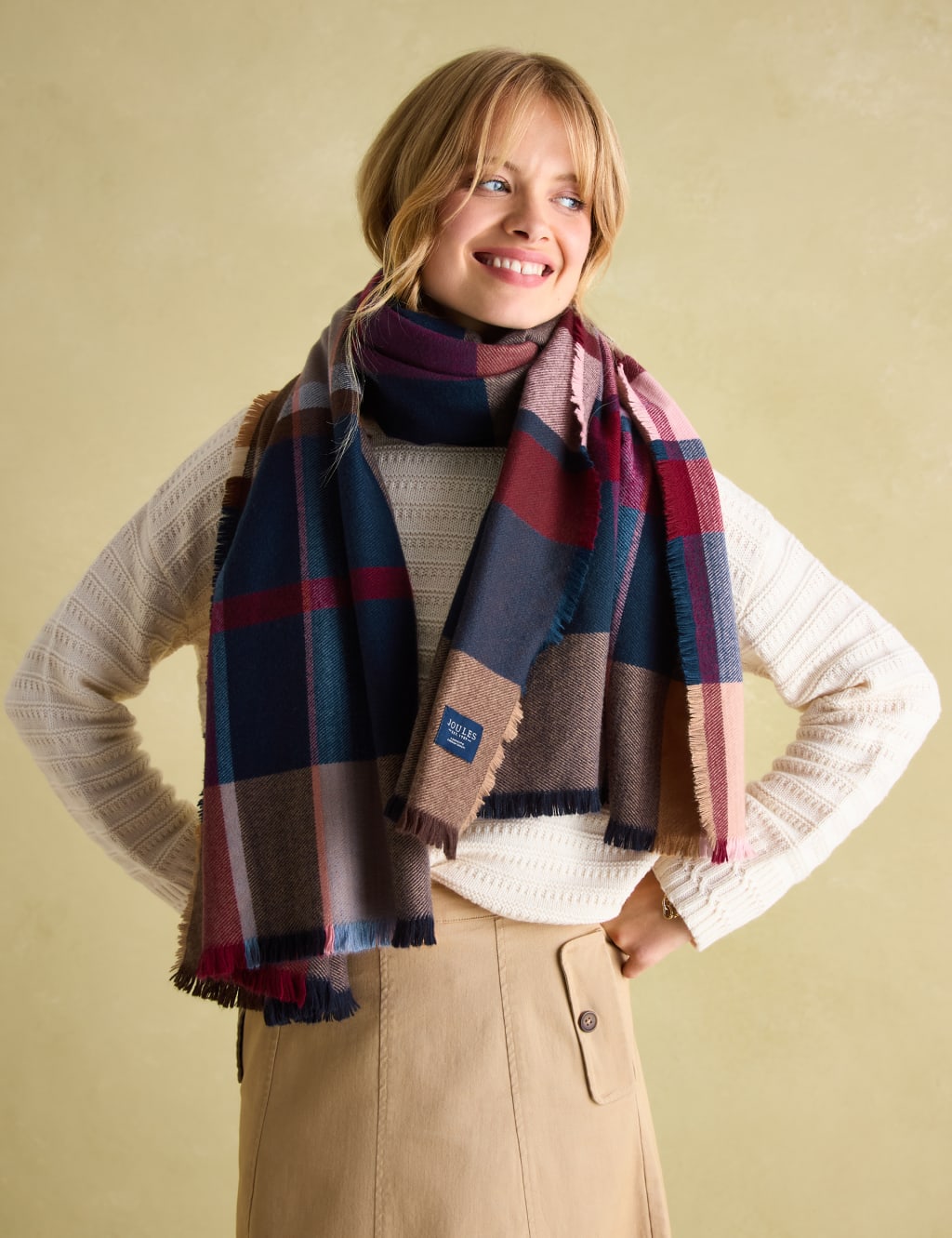 Checked Fringed Oversized Scarf 1 of 2