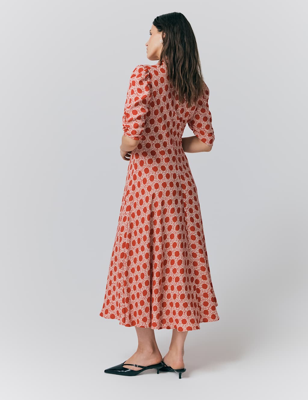 Printed V-Neck Midi Tea Dress 2 of 4