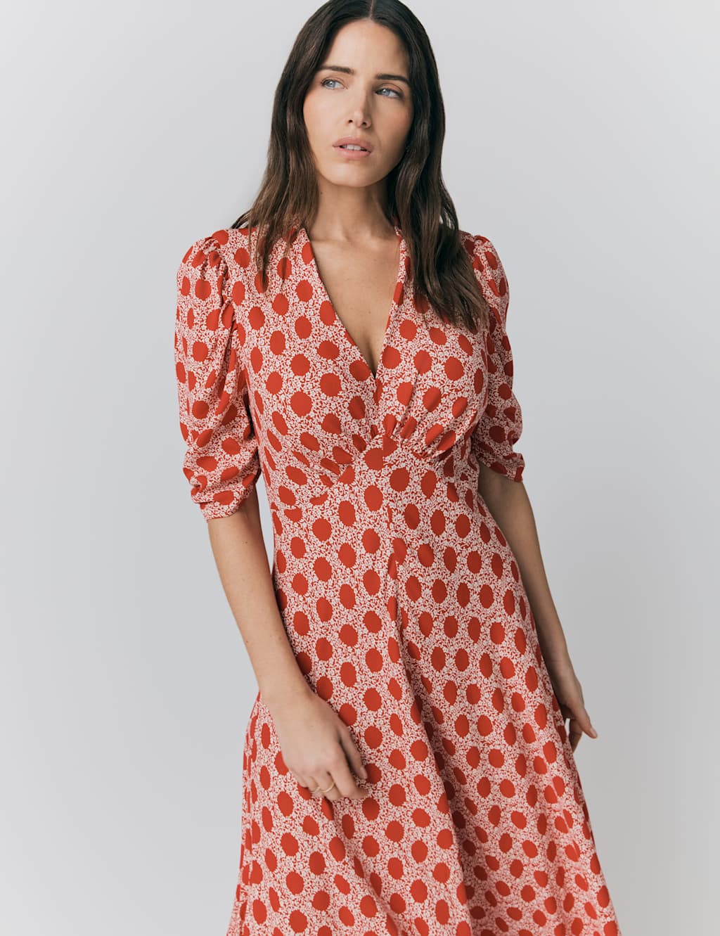 Printed V-Neck Midi Tea Dress 4 of 4