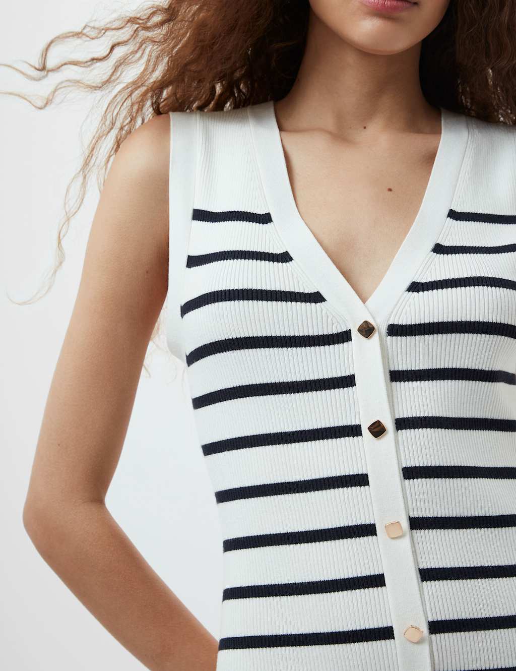 Knitted Striped V-Neck Midi Jumper Dress 3 of 3
