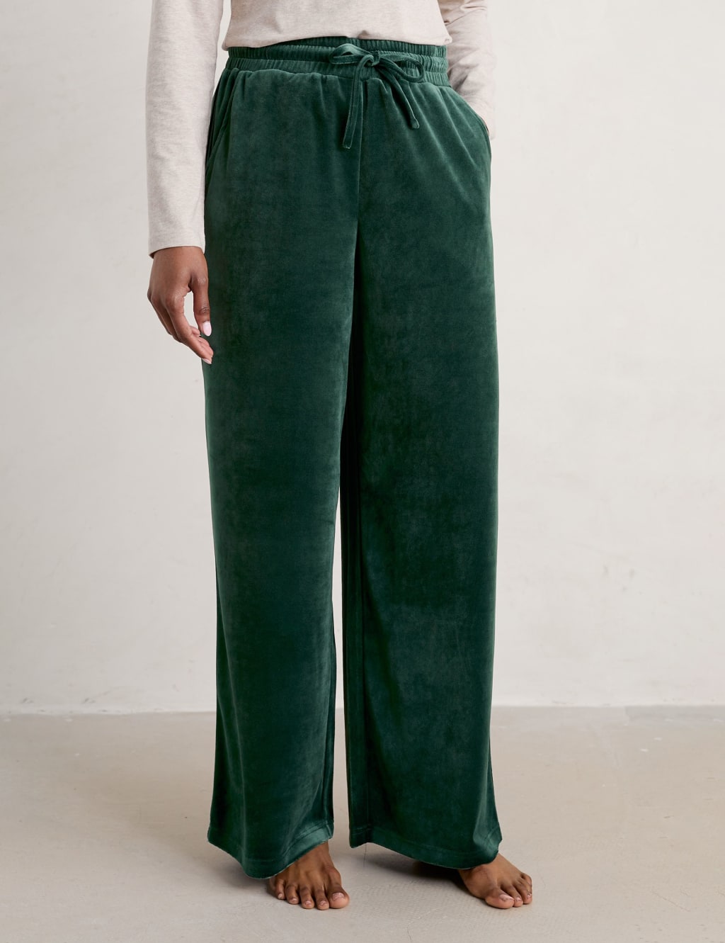 Velour Drawstring Wide Leg Trousers 1 of 5