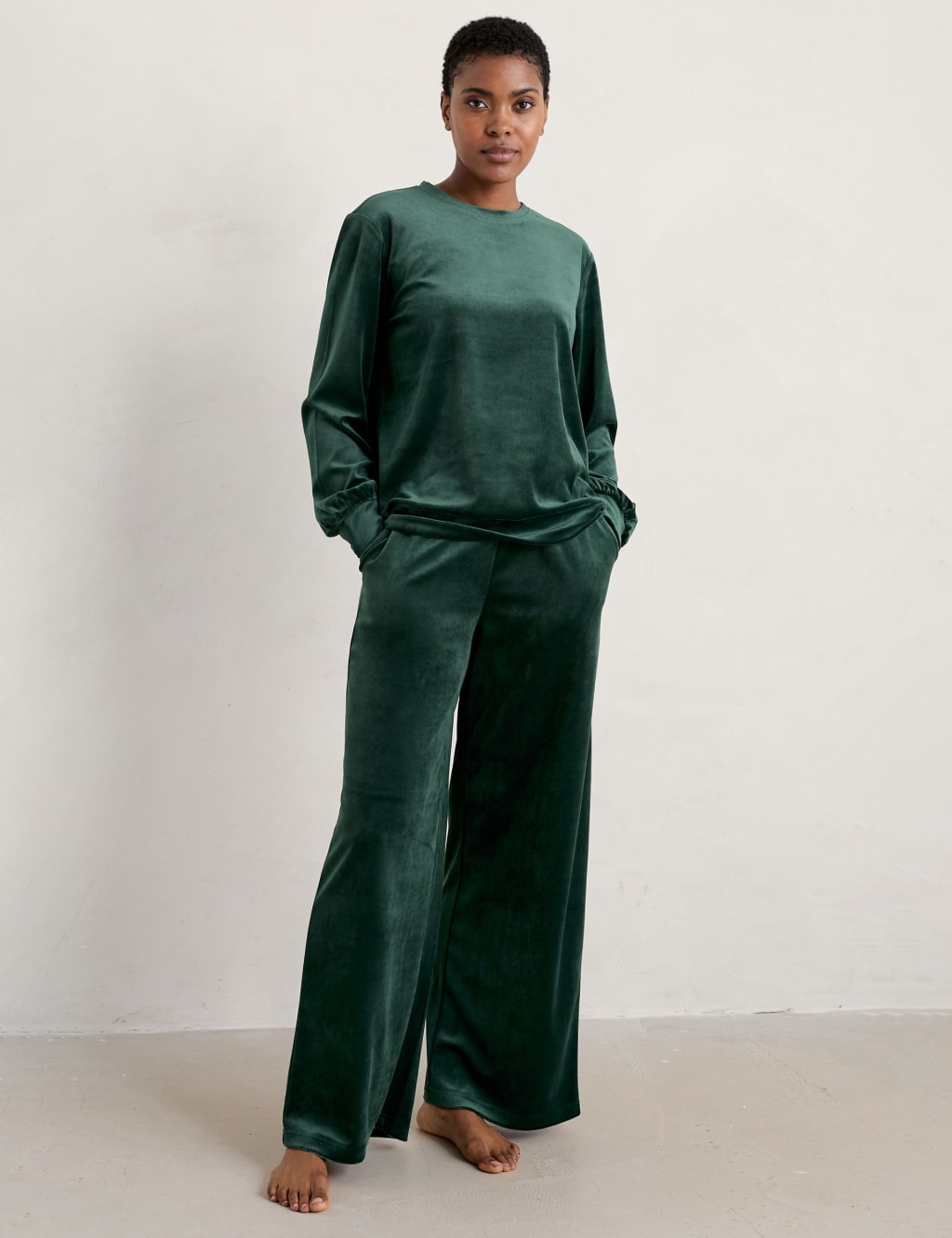 Velour Drawstring Wide Leg Trousers 3 of 5