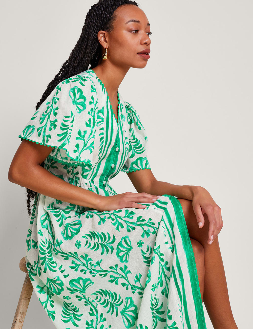 Linen button front midi dress hot sale