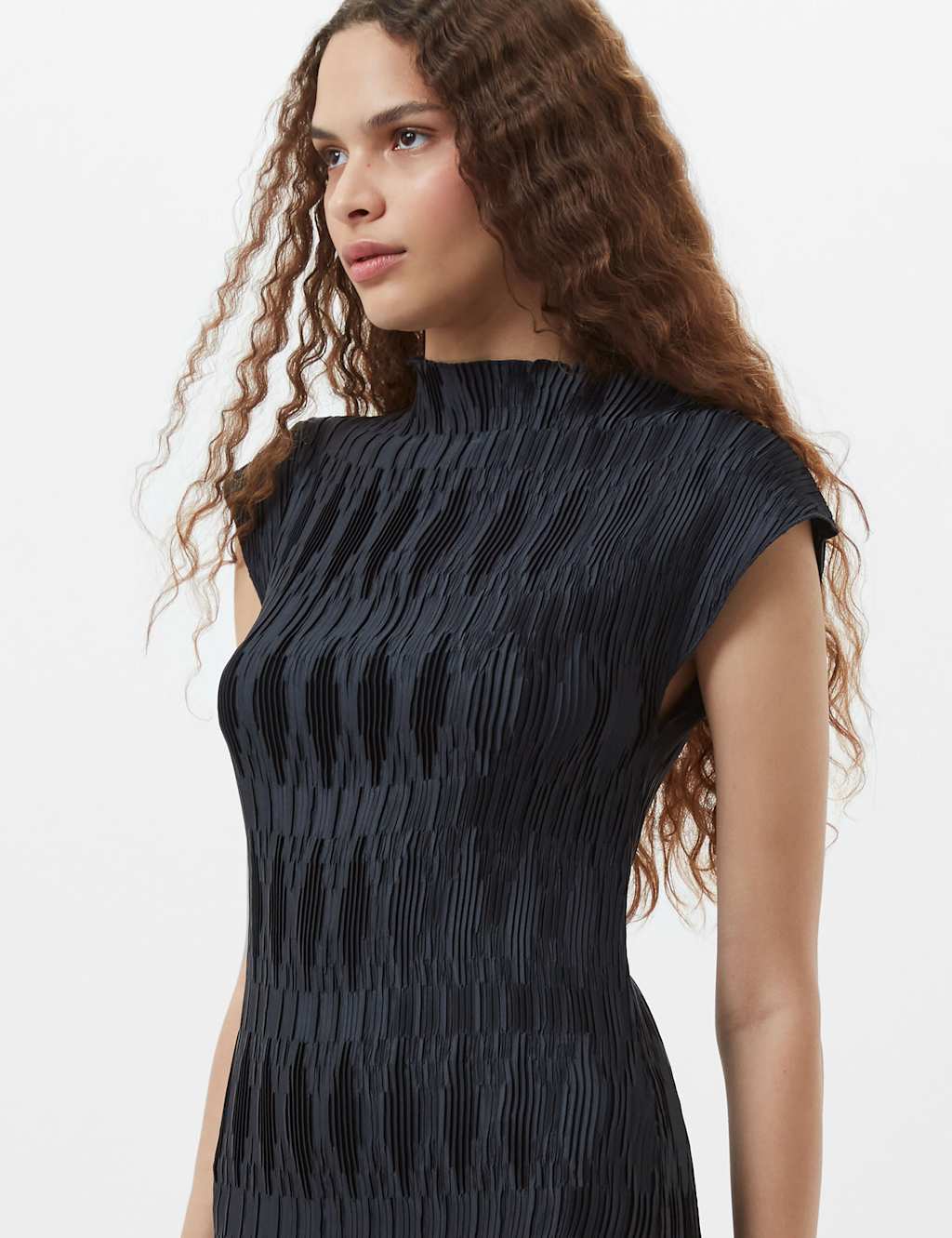 Plisse High Neck Midi Column Dress 3 of 3