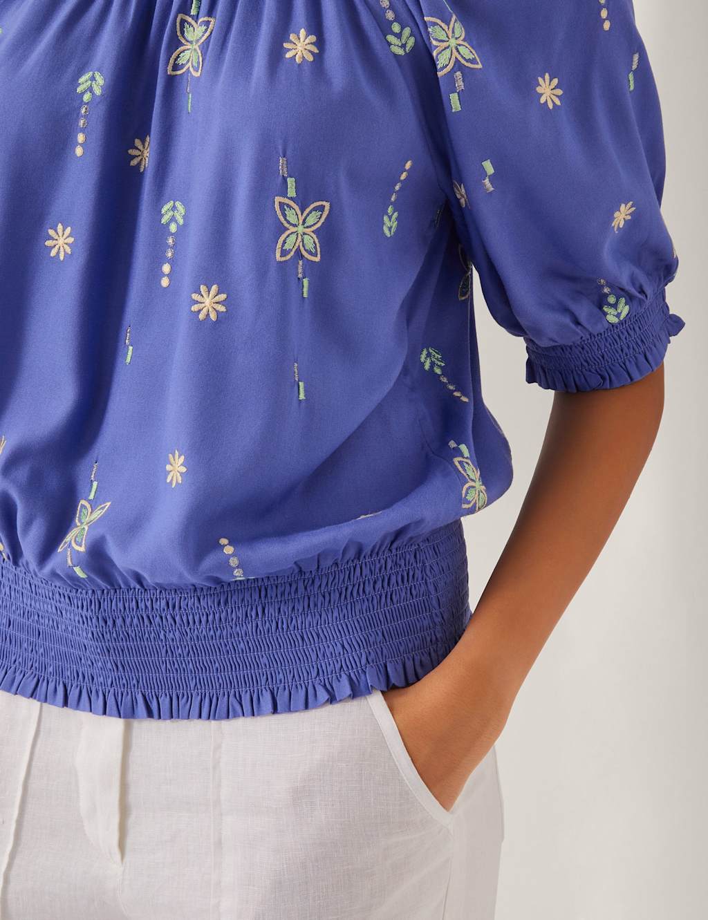 Embroidered Puff Sleeve Top 3 of 4