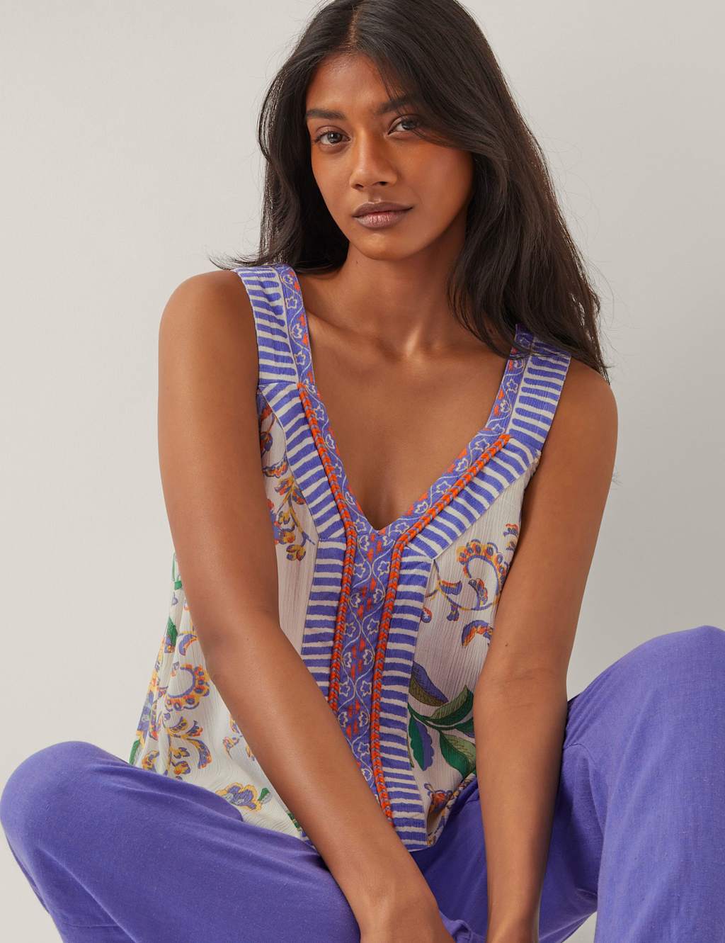 Printed V-Neck Cami Top 3 of 4