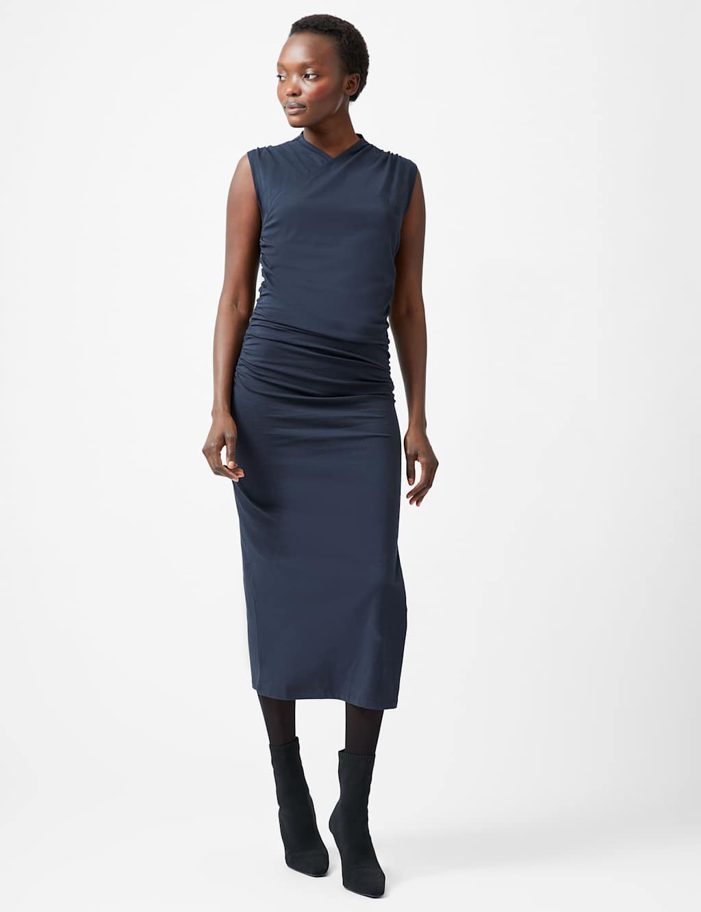 Crossover Ruched Midi Column Dress 1 of 3