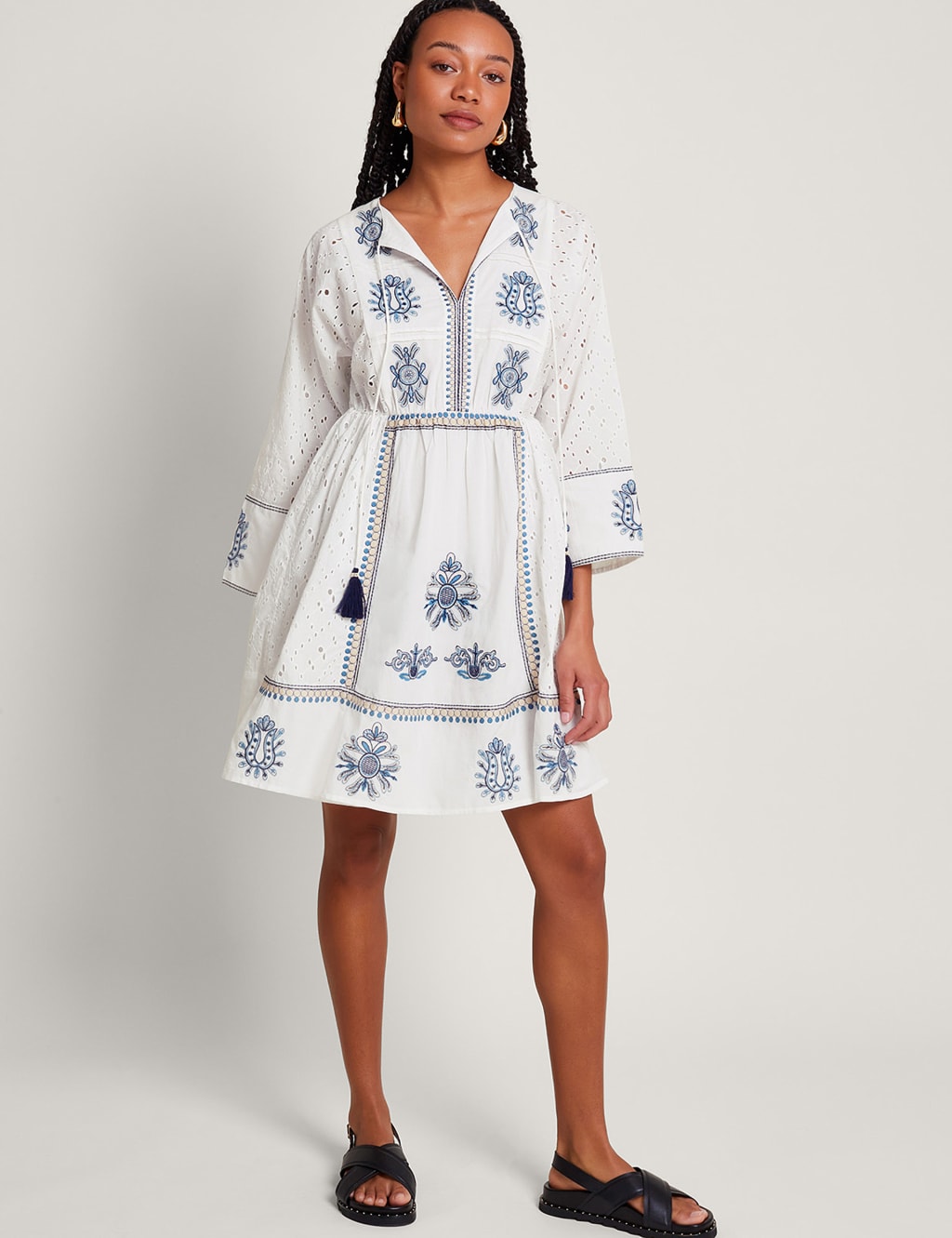 Pure Cotton Embroidered Kaftan Dress Monsoon M S