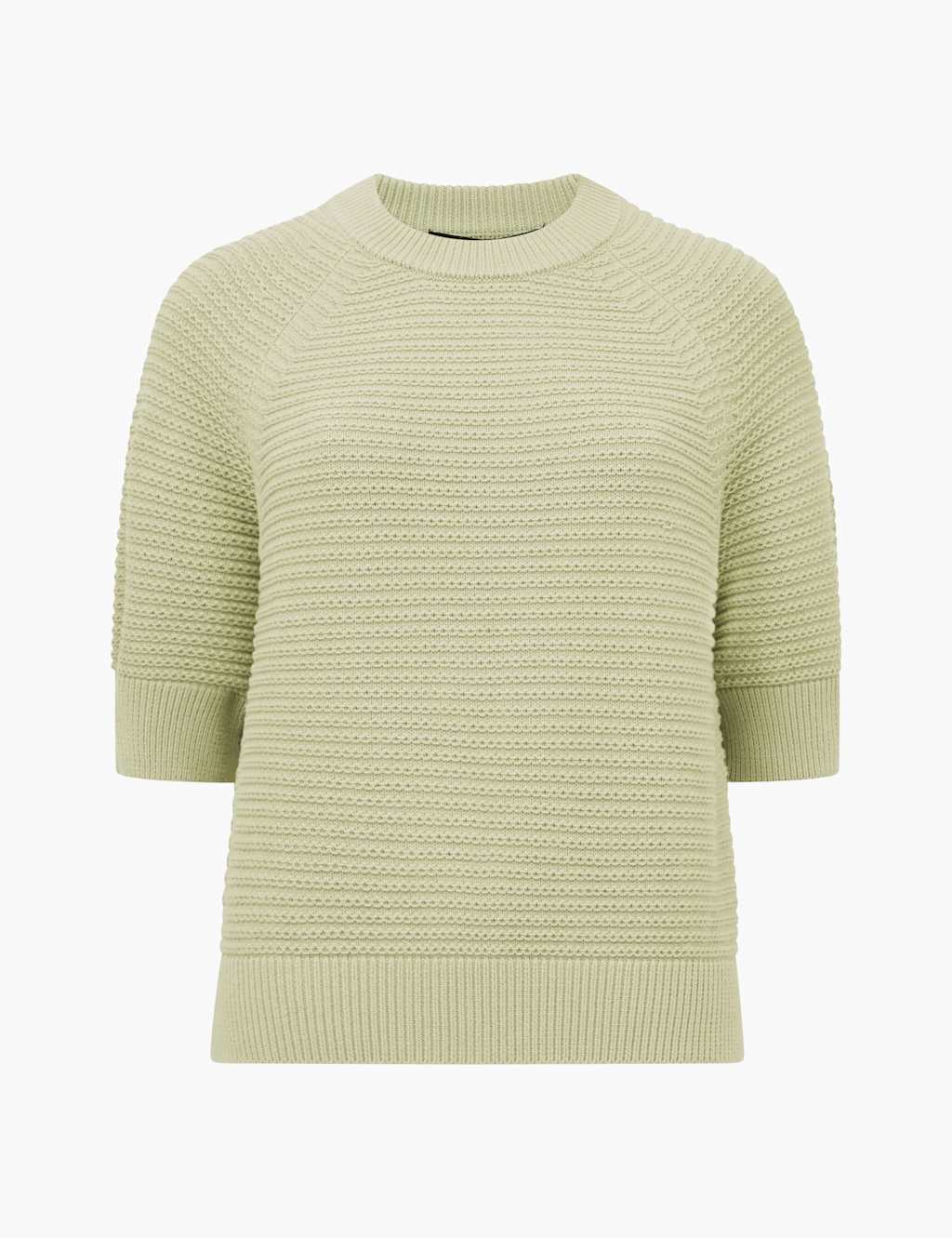 Pure Cotton Textured Crew Neck Jumper 2 of 3