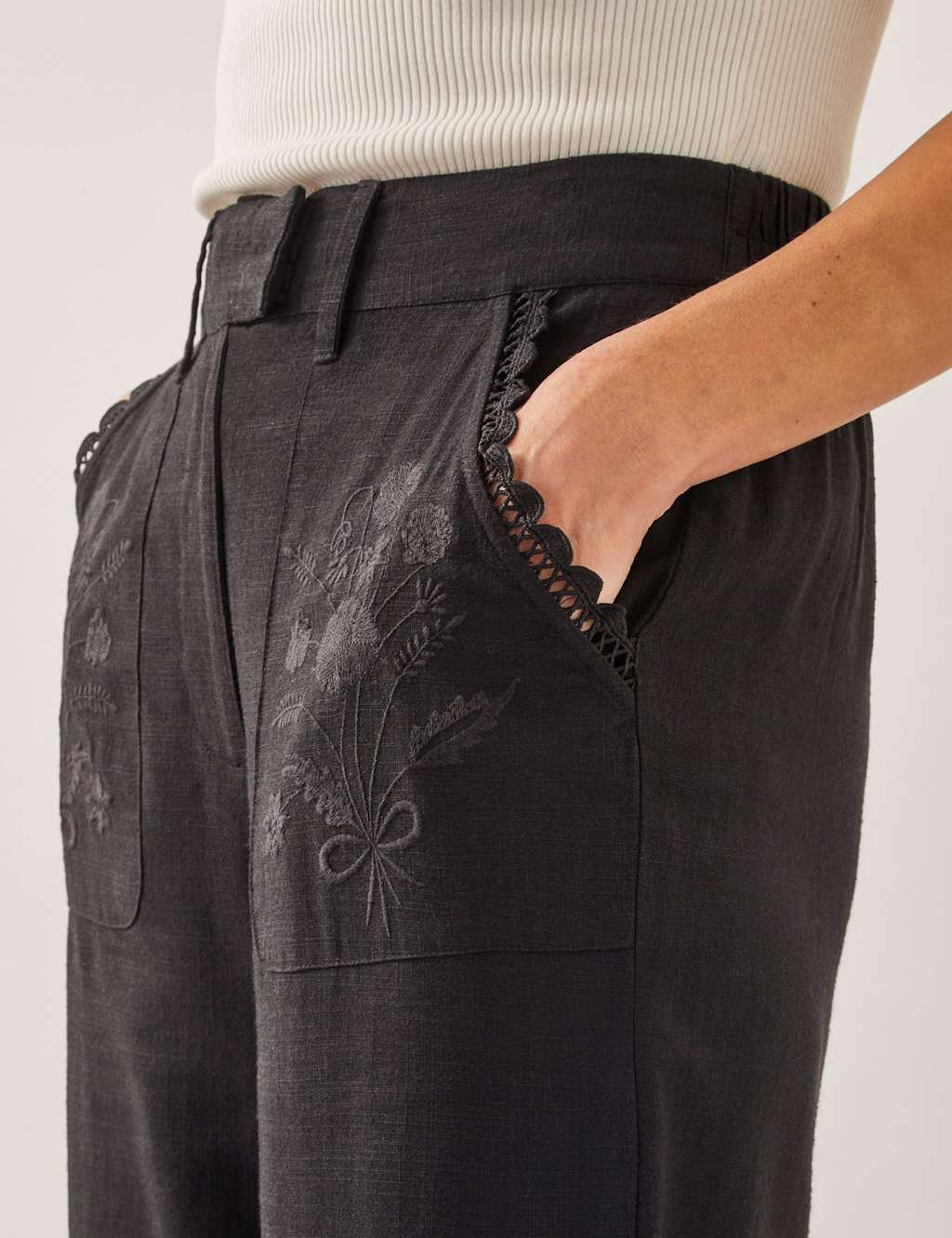 Embroidered Straight Leg Trousers 4 of 4