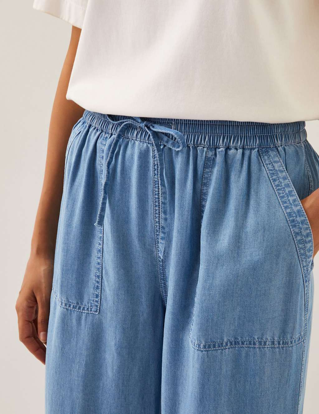 Pure Modal Drawstring Wide Leg Trousers 3 of 5
