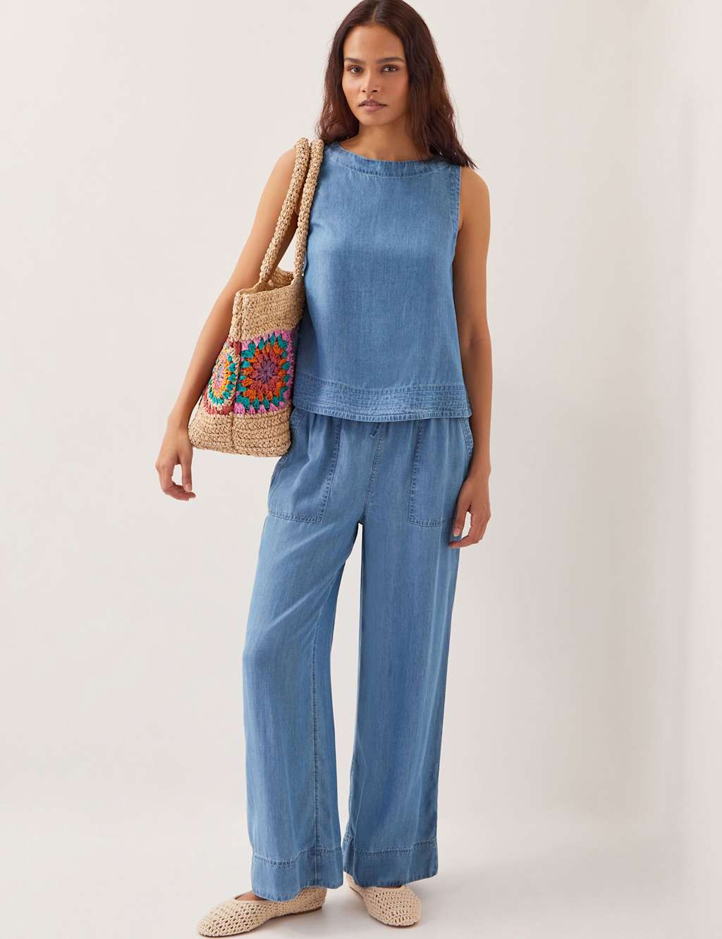Pure Modal Drawstring Wide Leg Trousers 5 of 5