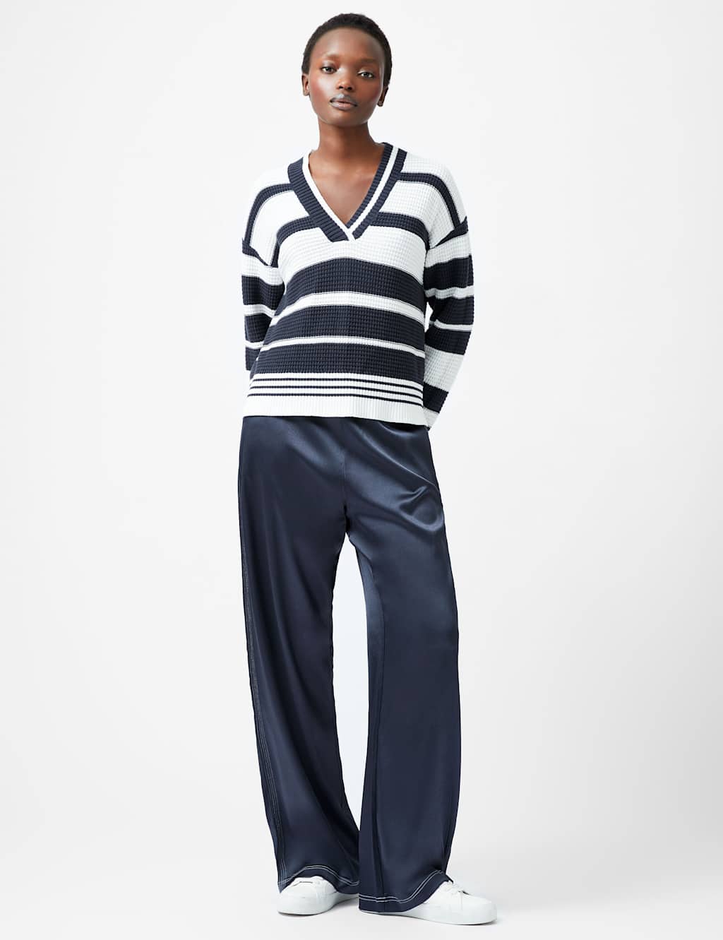 Pure Cotton Striped V-Neck Jumper 1 of 3