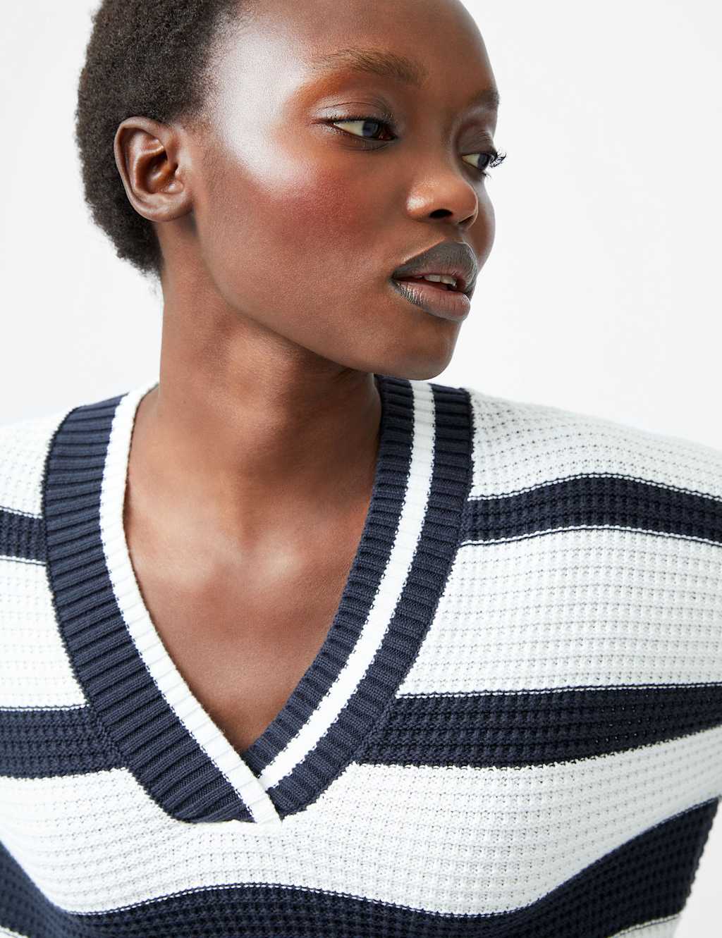 Pure Cotton Striped V-Neck Jumper 3 of 3