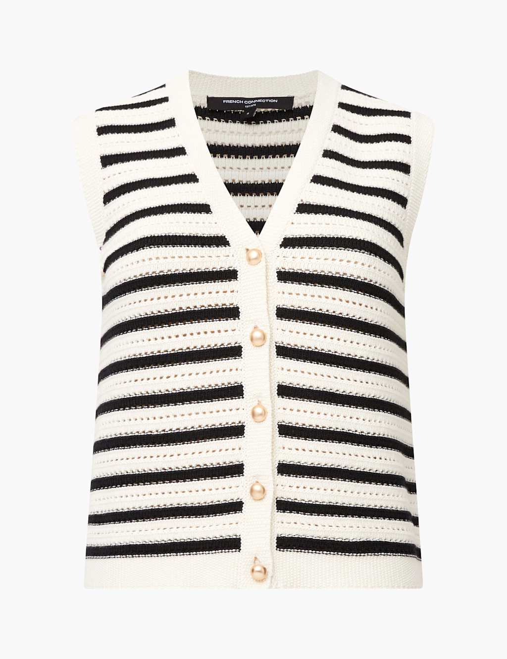 Striped Textured Knitted Waistcoat 2 of 3