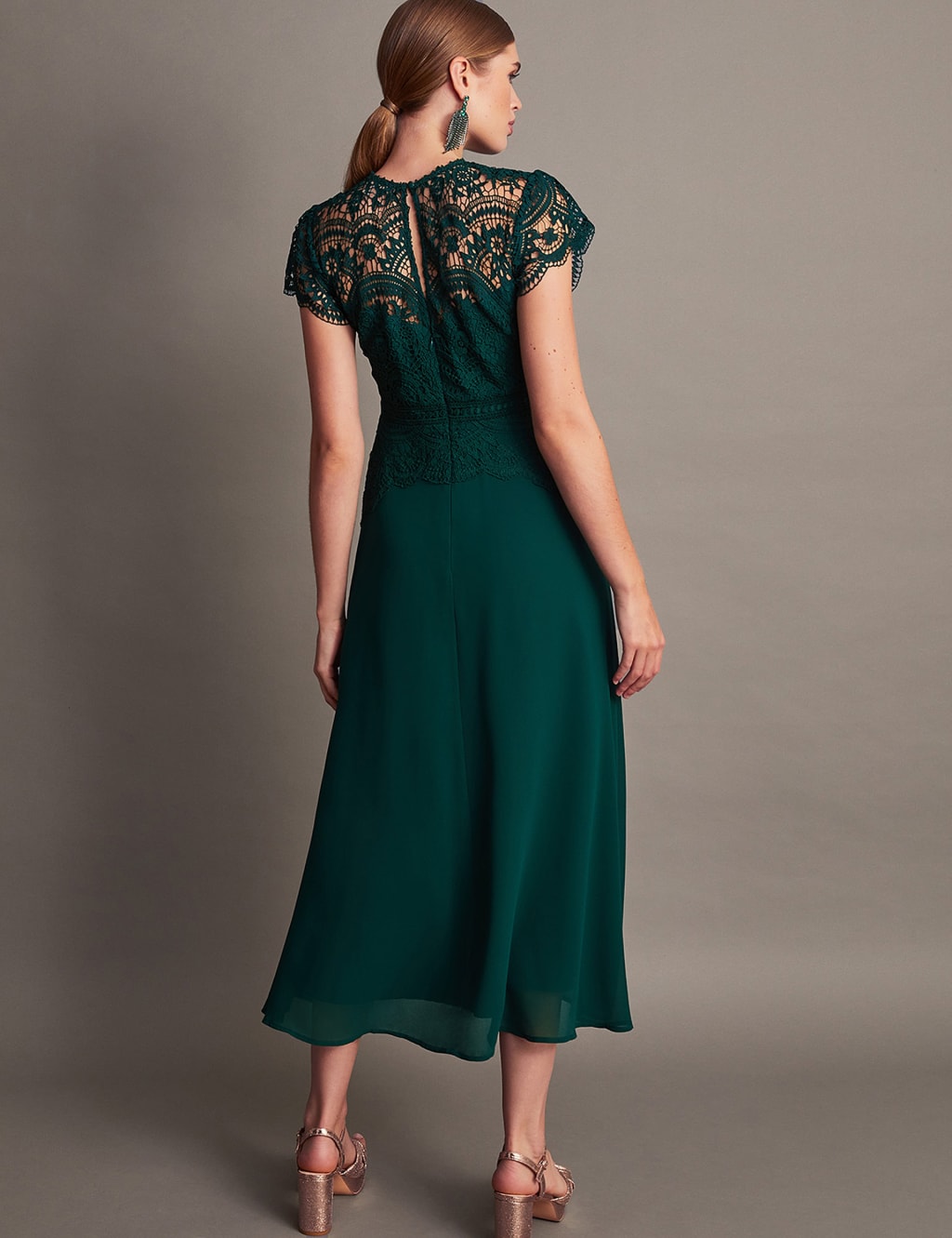 Lace Midi Waisted Dress 3 of 5