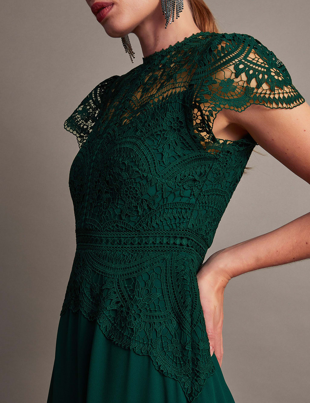 Lace Midi Waisted Dress