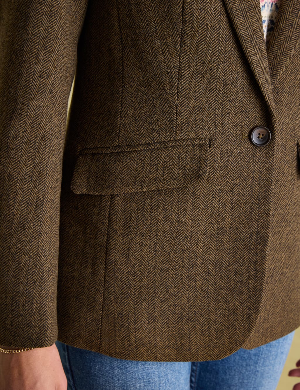 Wool Blend Tweed Herringbone Blazer 4 of 9