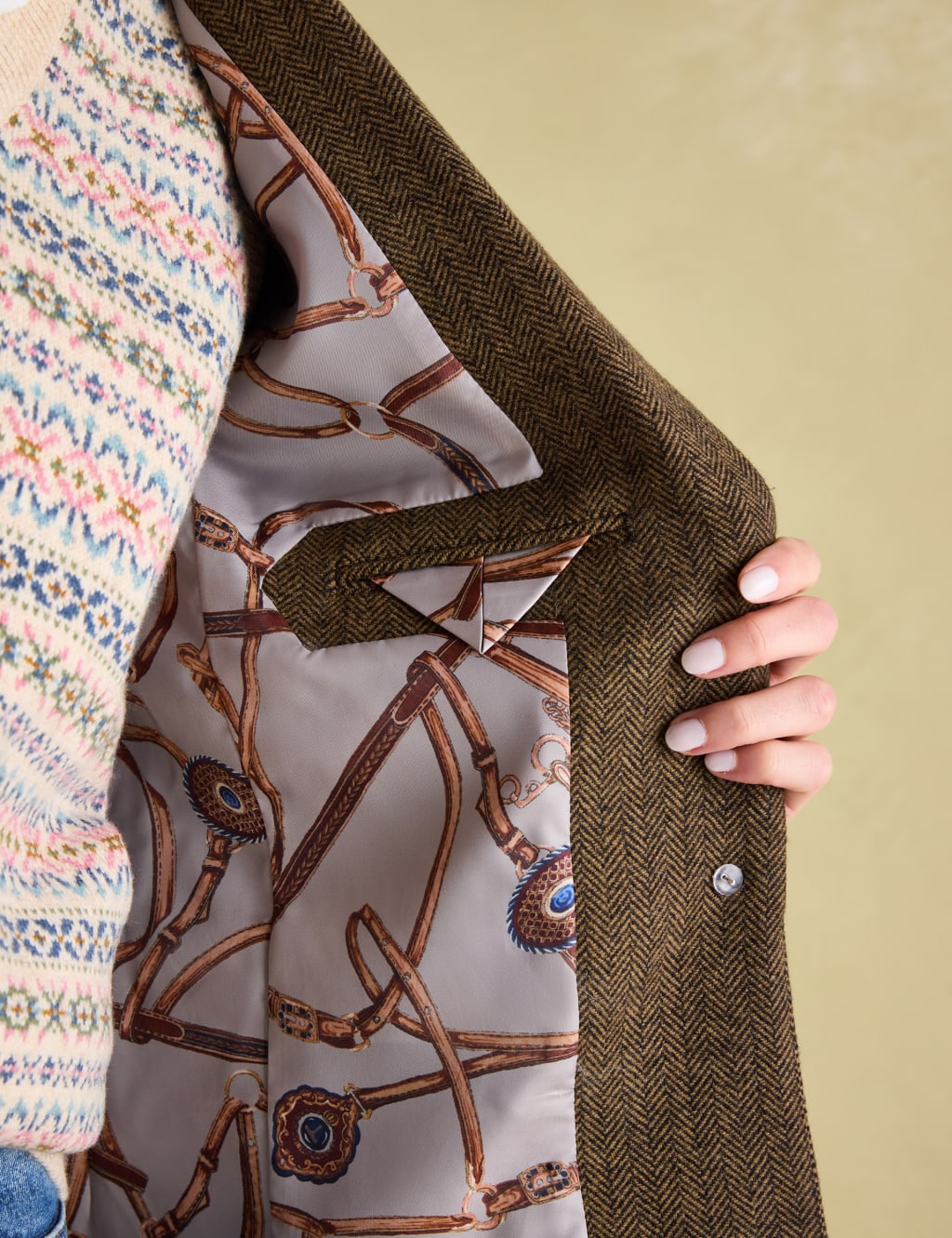Wool Blend Tweed Herringbone Blazer 6 of 9
