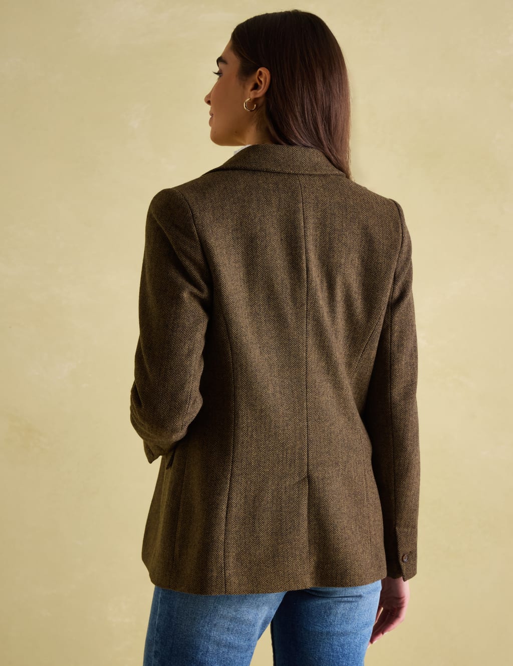 Wool Blend Tweed Herringbone Blazer 7 of 9