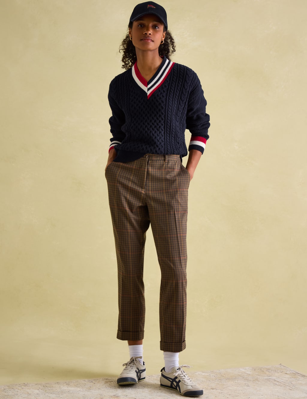 Pure Cotton Textured V-Neck Jumper 1 of 6