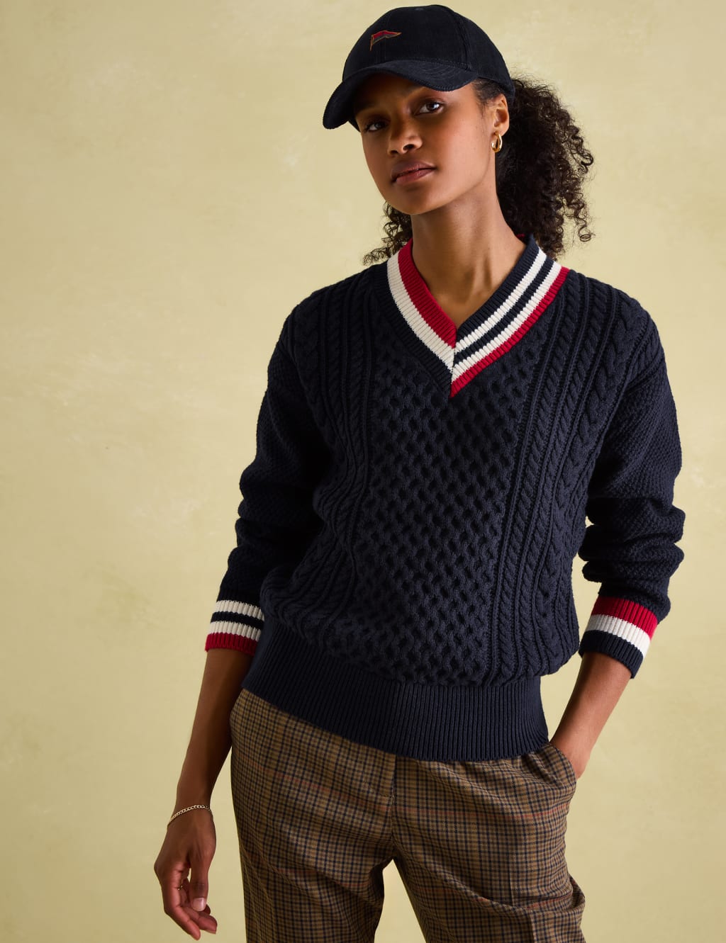 Pure Cotton Textured V-Neck Jumper 3 of 6
