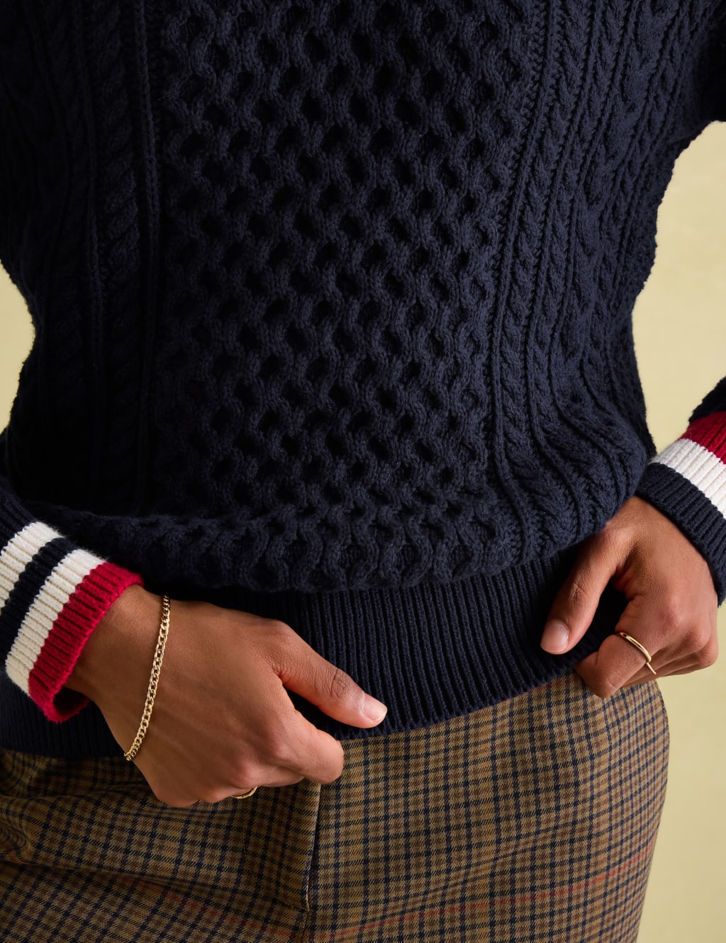 Pure Cotton Textured V-Neck Jumper 4 of 6