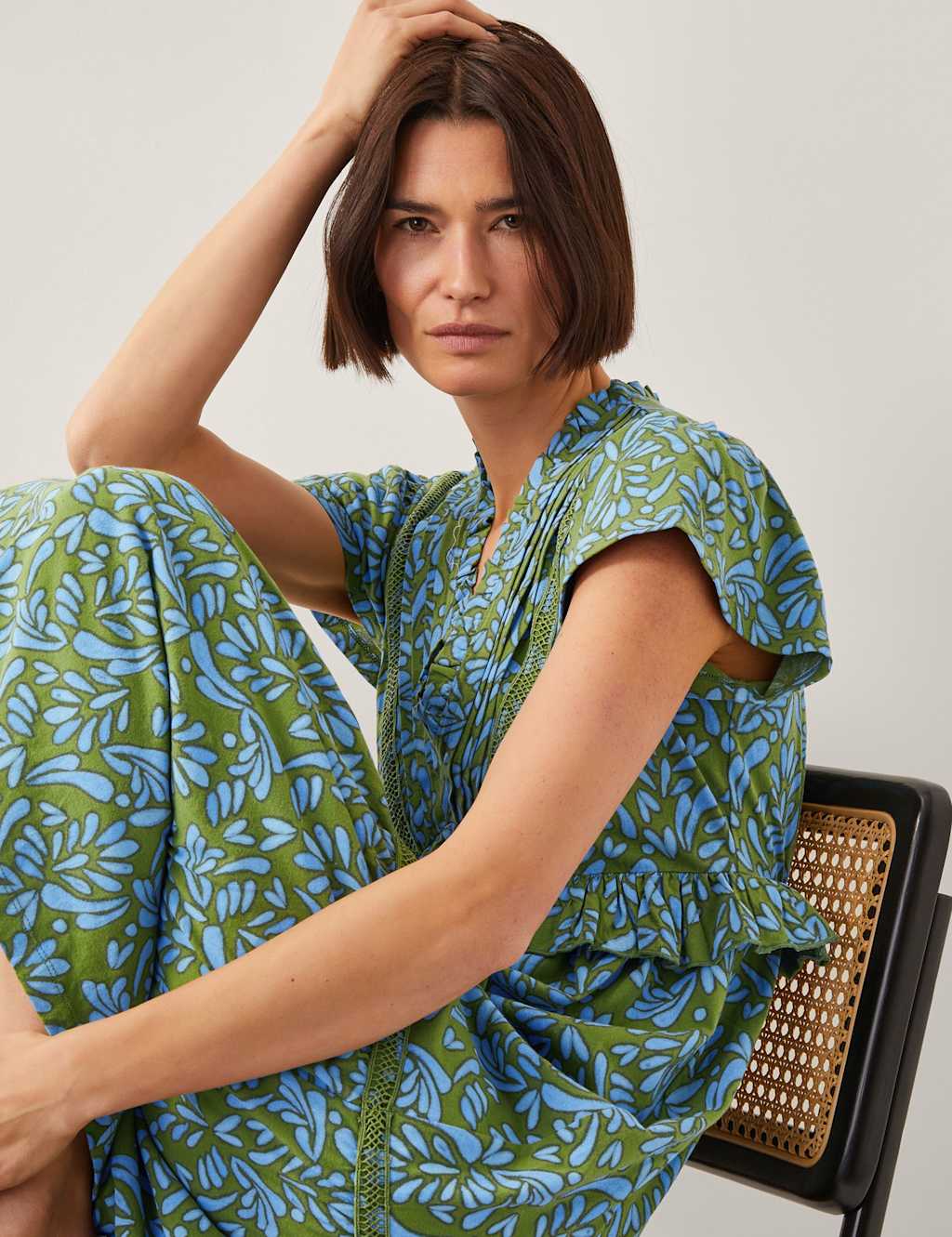 Pure Cotton Jersey Printed V-Neck Maxi Dress 3 of 4