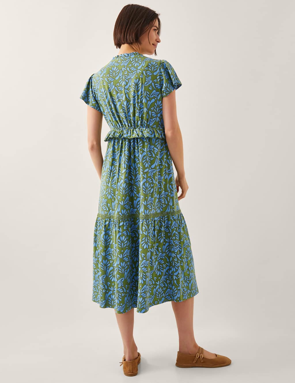 Pure Cotton Jersey Printed V-Neck Maxi Dress 4 of 4