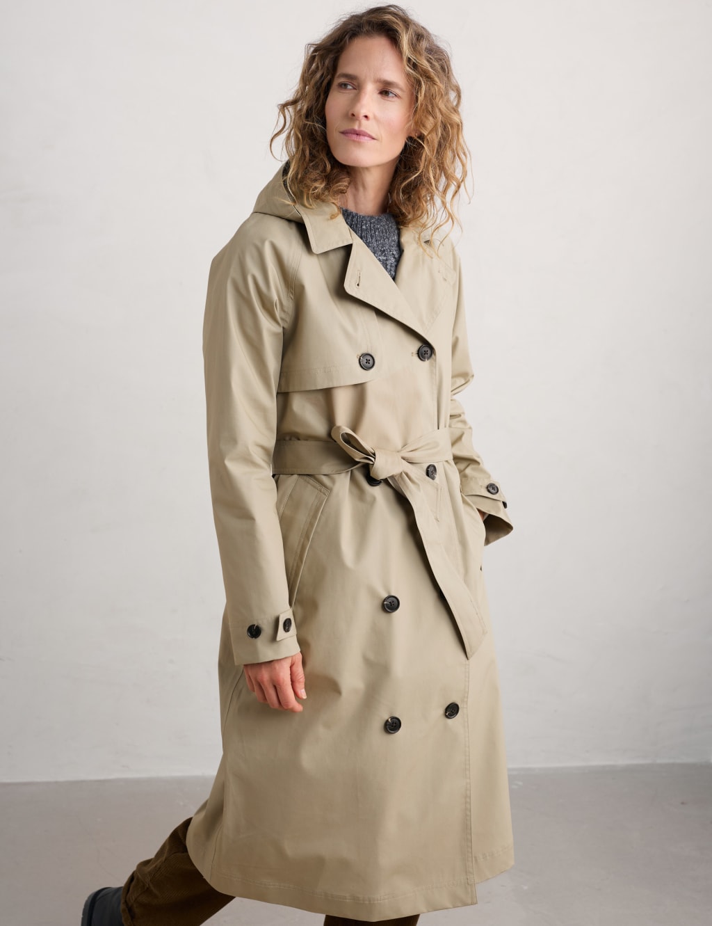 Belted double breasted coat deals