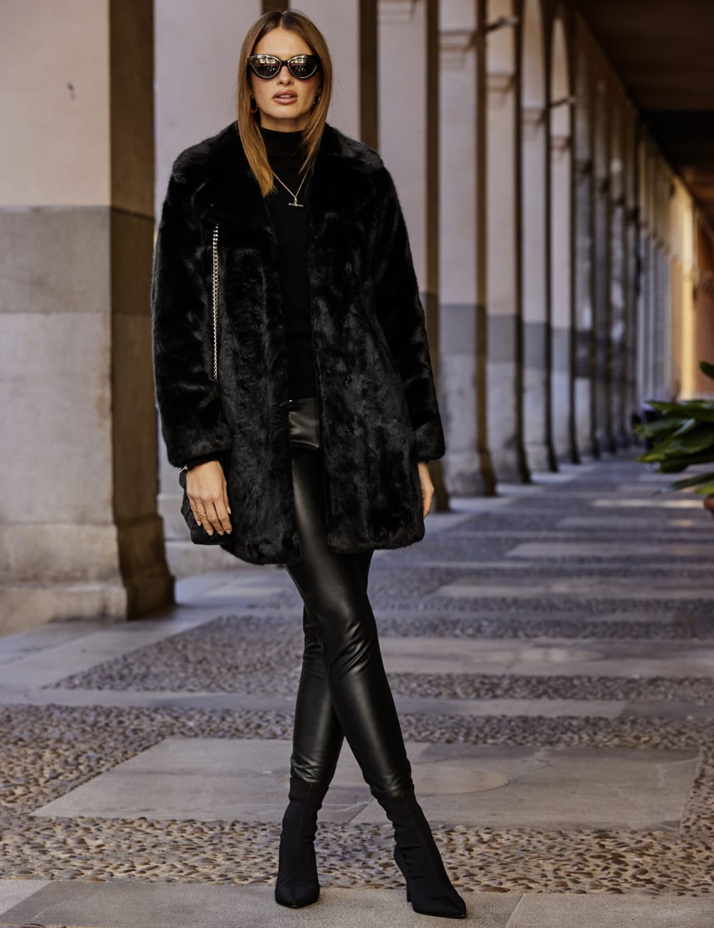 Faux Fur Longline Coat SOSANDAR M S