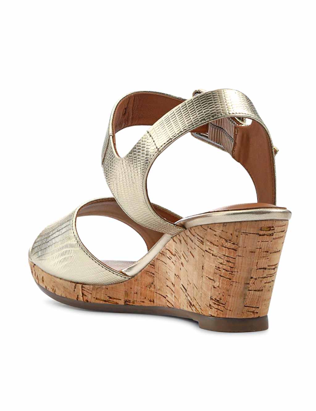 Leather Metallic Ankle Strap Wedge Sandals 6 of 7