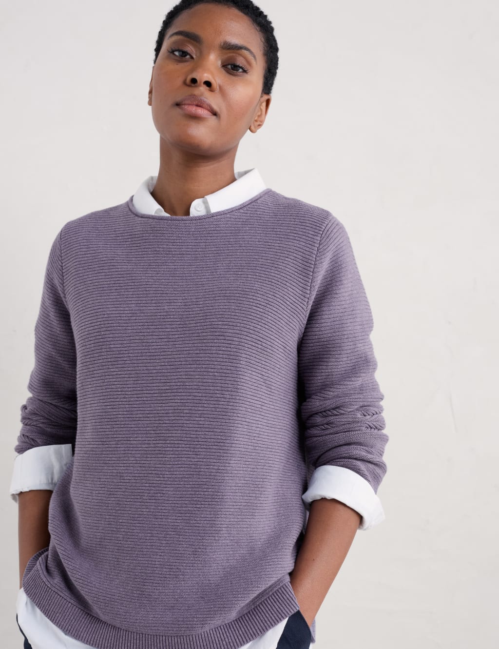 Pure Cotton Textured Crew Neck Jumper Seasalt Cornwall M S