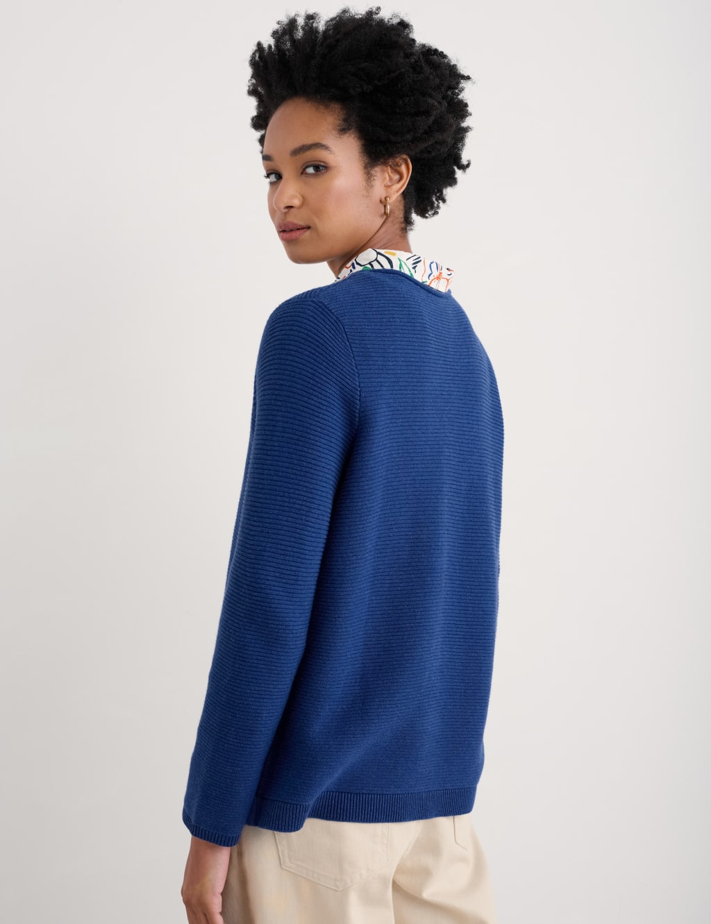 Pure Cotton Textured Crew Neck Jumper 3 of 4