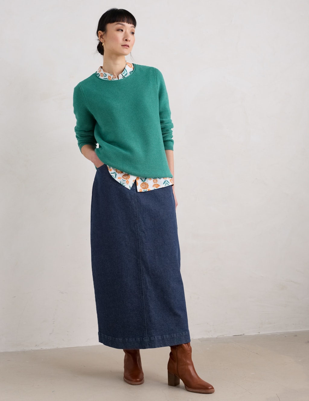 Pure Cotton Textured Crew Neck Jumper 3 of 6