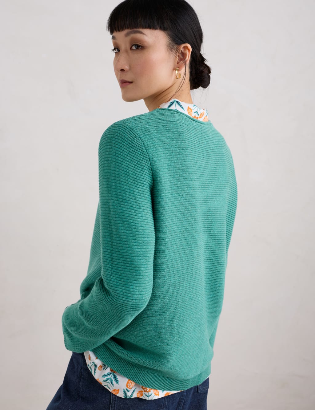 Pure Cotton Textured Crew Neck Jumper 5 of 6
